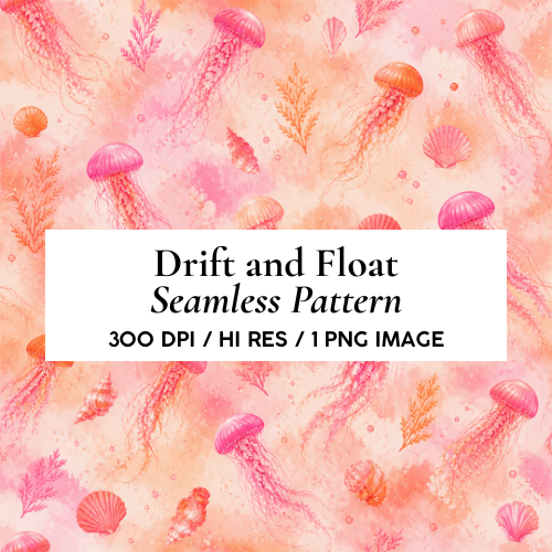 Drift and Float - Seamless Watercolour Pattern | Coral Tide Collection