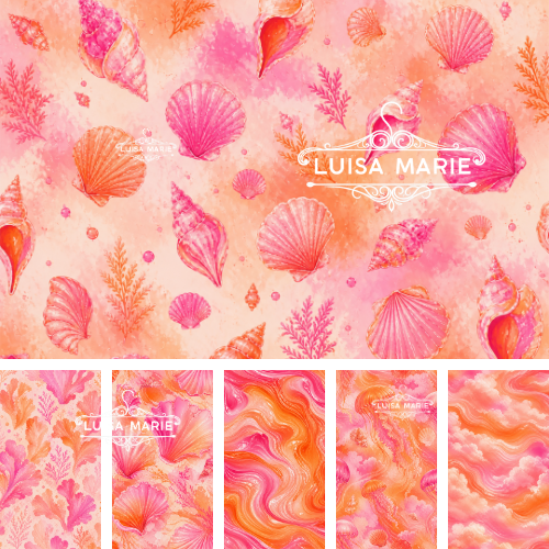 Coral Tide Collection - Complete Bundle | 7 Seamless Watercolour Patterns