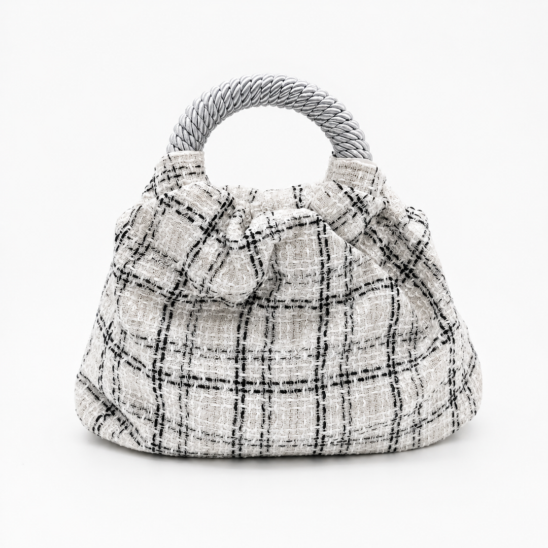 The Ruched Bag - Silver Rope Handle