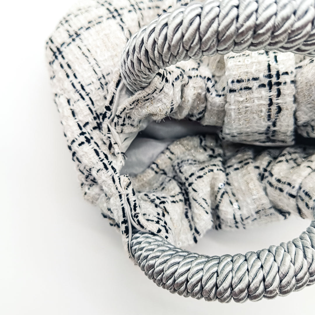 The Ruched Bag - Silver Rope Handle