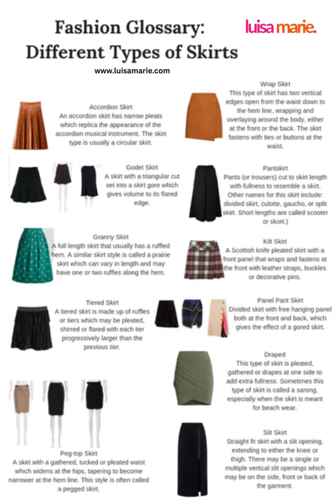 what are the different types of skirts fashion glossary